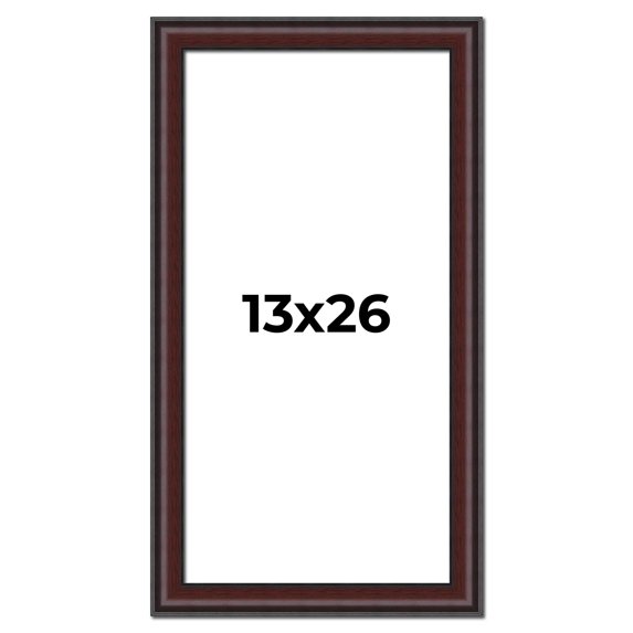 13x26 Frame Brown Round Mahogany Solid Wood Picture Frame | 1.625 Inch Moulding Width | with UV