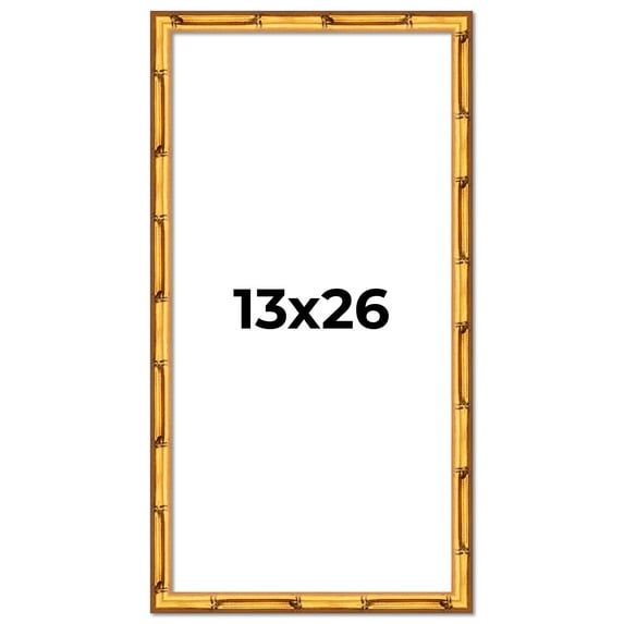 13x26 Frame Gold Bamboo Solid Wood Picture Frame | 1 Inch Moulding Width | Interior Frame Depth