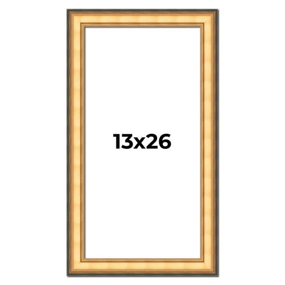 13x26 Frame Gold Plein Aire Solid Wood Picture Frame Width 2 Inches | Interior Frame Depth 0.5