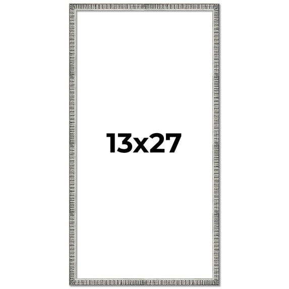13x27 Frame Silver Picture Frame - Complete Modern Photo Frame Includes UV Acrylic Shatter Guard