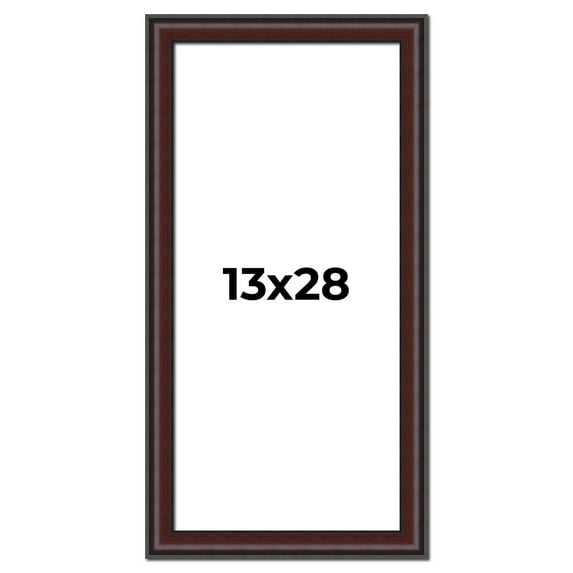 13x28 Frame Brown Round Mahogany Solid Wood Picture Frame | 1.625 Inch Moulding Width | with UV