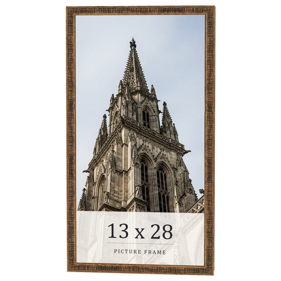 13x28 Frame Gold Kingsley Distressed Solid Wood Picture Frame Width 0.75 Inches | Interior Frame