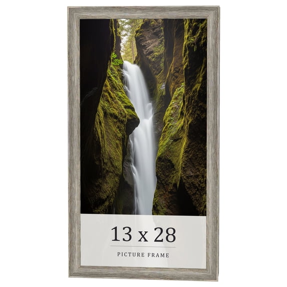 13x28 Frame Grey Solid Wood Picture Frame Width 1 Inches | Interior Frame Depth 0.5 Inches |