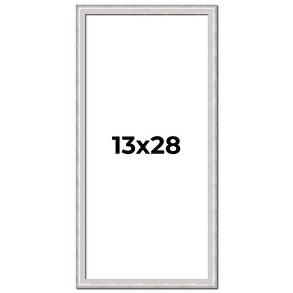 13x28 Frame Silver Inner Slope Bevel Picture Frame | 1 Inch Moulding Width | 0.75 Inch Rabbet Depth