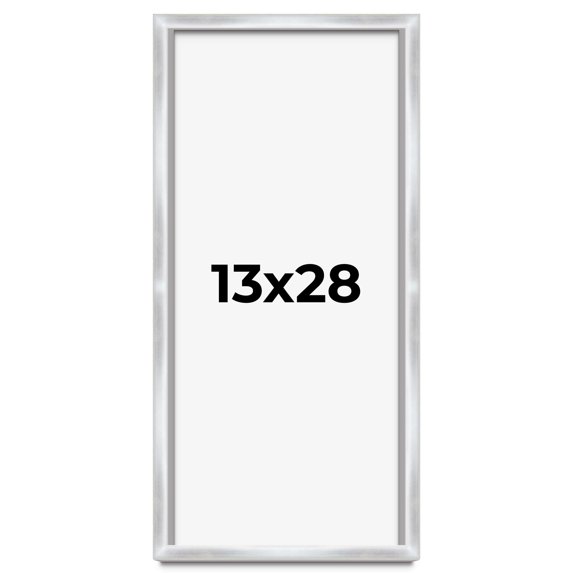 13x28 Frame Silver Whitewashed Wood Grain Solid Wood Shadow Box | 0.75 Inch Moulding Width | 0.75