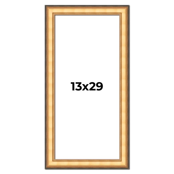 13x29 Frame Gold Plein Aire Solid Wood Picture Frame Width 2 Inches | Interior Frame Depth 0.5