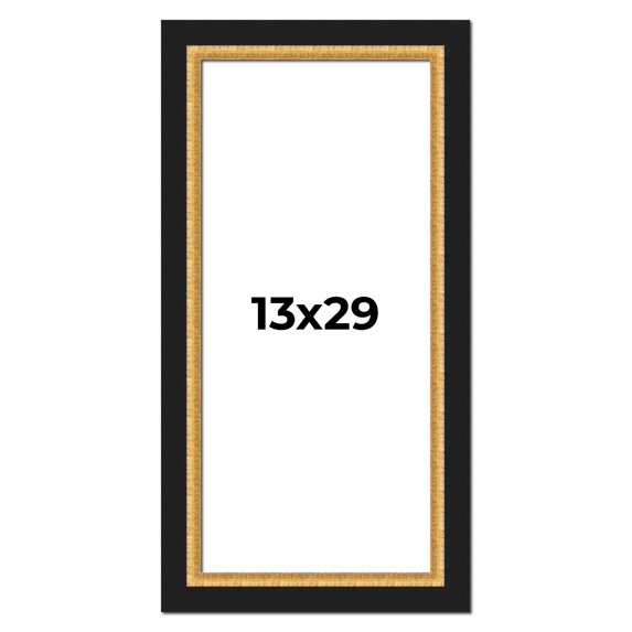 13x29 Frame Gold Real Wood Picture Frame Width 2.25 Inches | Interior Frame Depth 0.5 Inches |
