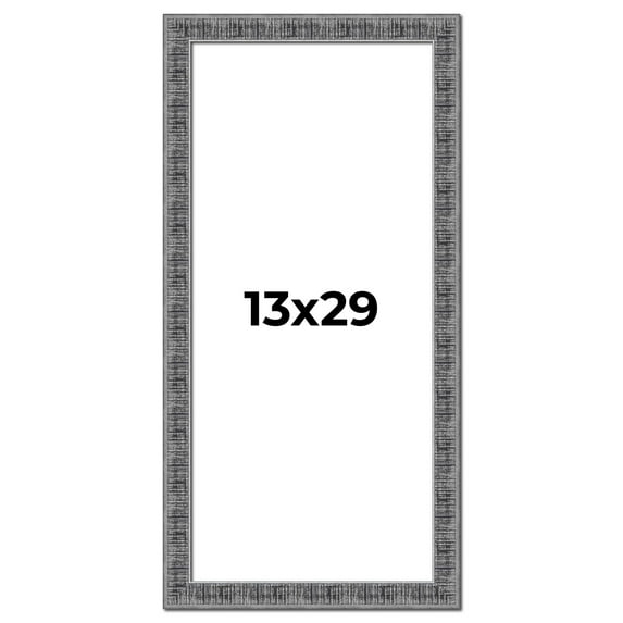 13x29 Frame Silver Black Rustic Sonoma Solid Wood Picture Frame | 1.5 Inch Moulding Width |