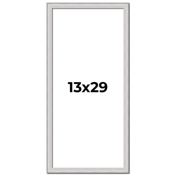 13x29 Frame Silver Inner Slope Bevel Picture Frame | 1 Inch Moulding Width | 0.75 Inch Rabbet Depth