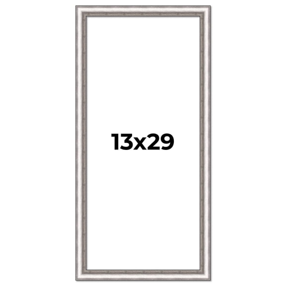 13x29 Frame Silver Real Wood Picture Frame Width 1.25 Inches | Interior Frame Depth 0.5 Inches |