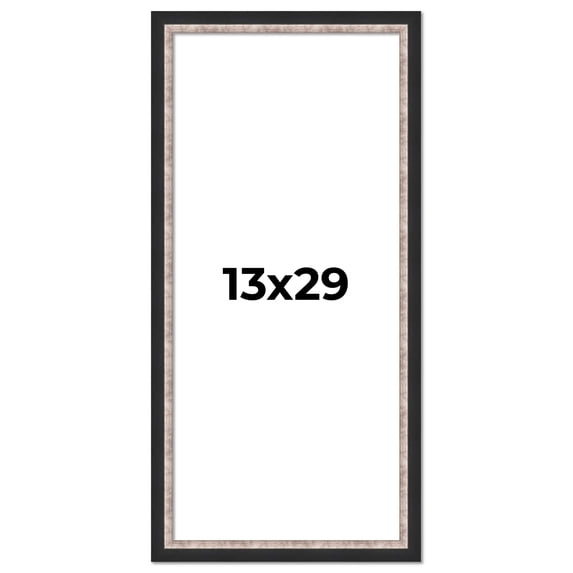 13x29 Frame Silver Real Wood Picture Frame Width 1.25 Inches | Interior Frame Depth 0.75 Inches |