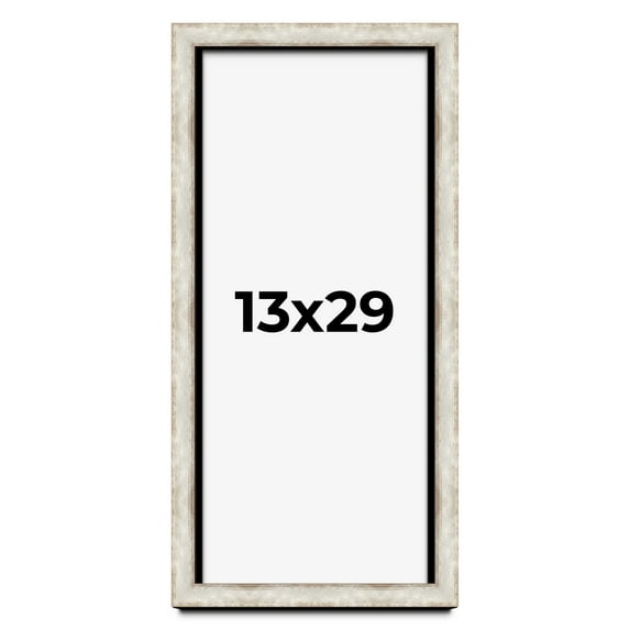 13x29 Shadow Box Frame Silver | 1.625 Inches Deep Real Wood Contemporary Shadowbox Display Frame |