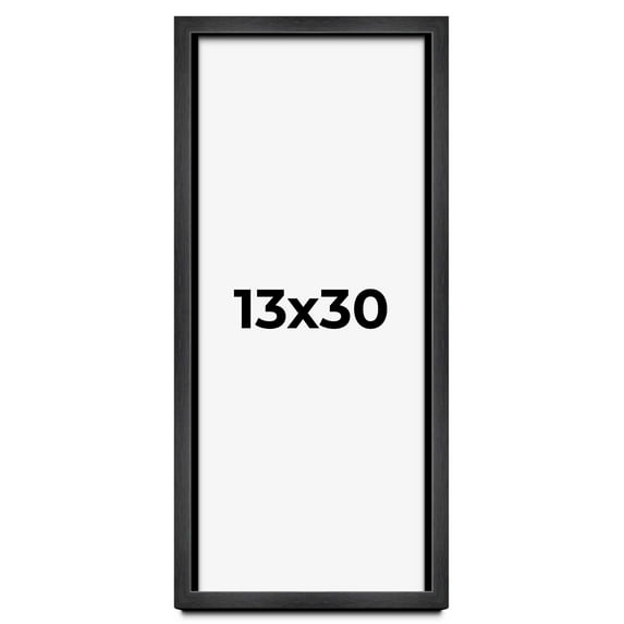 13x30 Shadow Box Frame Grey Charcoal Black | 0.875 Inches Deep | Solid Wood Shadowbox Display Frame