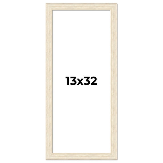 13x32 Frame White Barnwood Picture Frame - Modern Photo Frame Includes UV Acrylic Shatter Guard