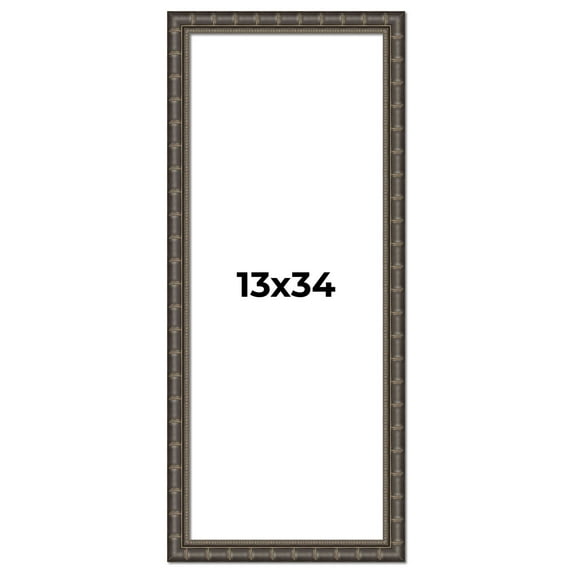13x34 Frame Black Bamboo Solid Wood Picture Frame Width 1.5 Inches | Interior Frame Depth 0.5