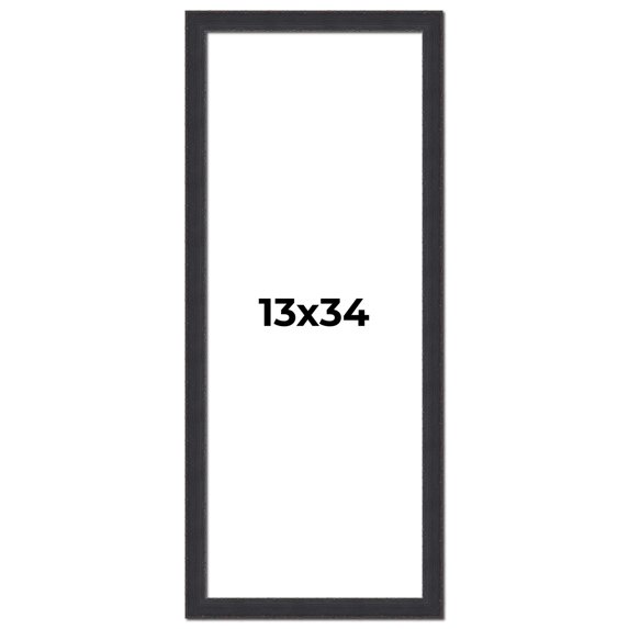 13x34 Frame Black Real Wood Picture Frame Width 1.25 Inches | Interior Frame Depth 0.5 Inches |