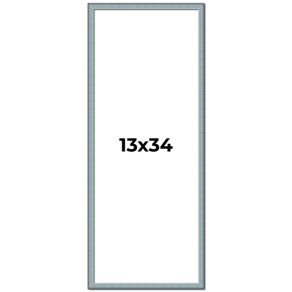 13x34 Frame Blue Scuffed Farm Board Solid Wood Picture Frame Width 0.75 Inches | Interior Depth 0.5