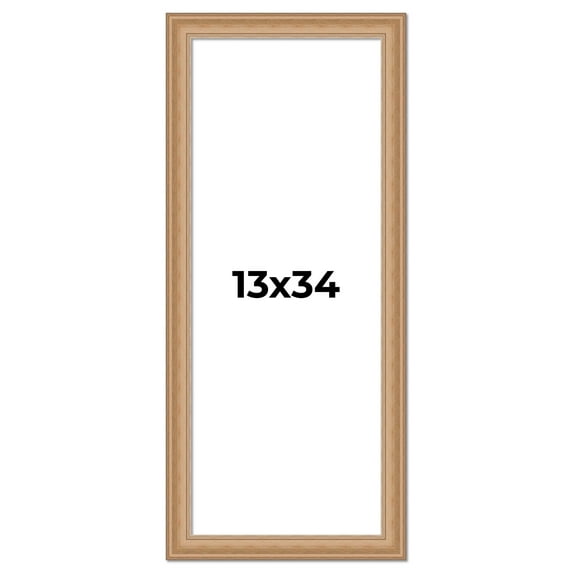13x34 Frame Charleston Honey Brown Solid Wood Picture Frame Width 1.75 Inches | Interior Depth 0.5