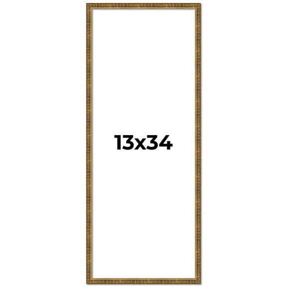13x34 Frame Gold Kingsley Distressed Solid Wood Picture Frame Width 0.75 Inches | Interior Frame
