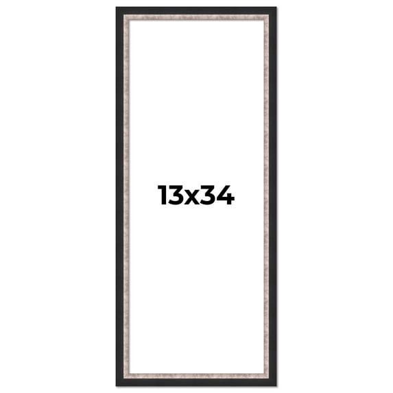 13x34 Frame Silver Real Wood Picture Frame Width 1.25 Inches | Interior Frame Depth 0.75 Inches |