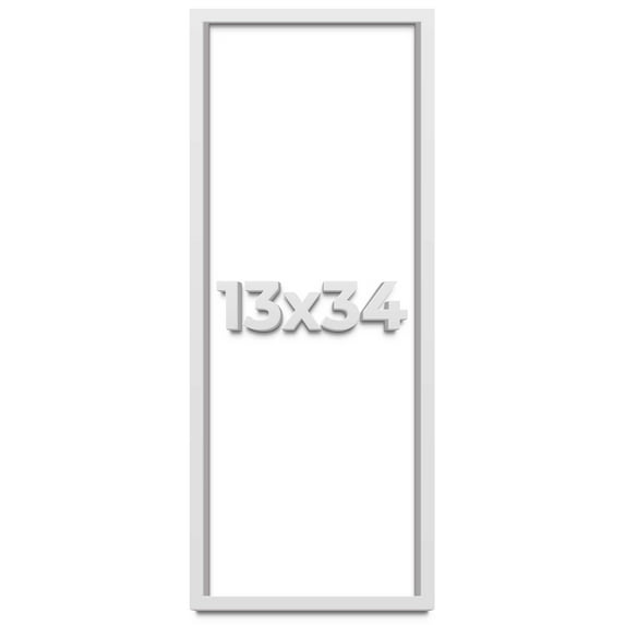 13x34 Shadow Box Frame Painted White Real Wood with a White Acid-Free Backing | 3/4" of Usuable