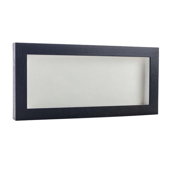 13x34 Shadow Box Frame Textured Black Wood | With a 3/4" Usable Display Depth | Includes a White
