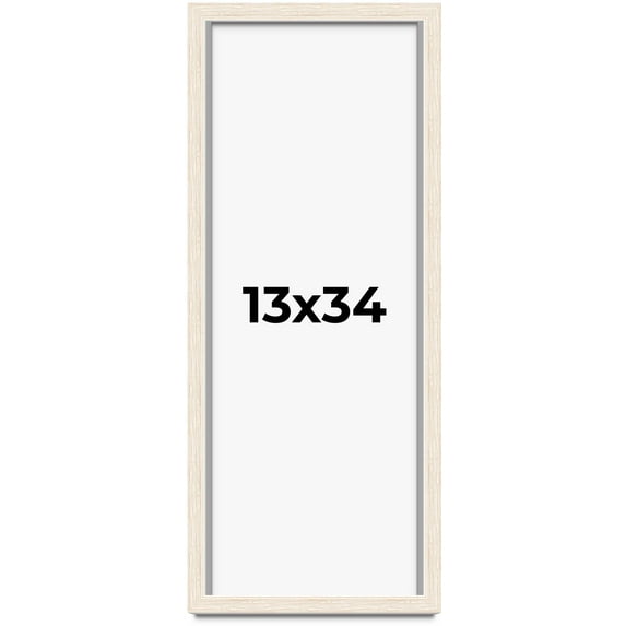 13x34 Shadow Box Frame White | 1.125 Inches Deep Real Wood Rustic Shadowbox Display Frame | UV