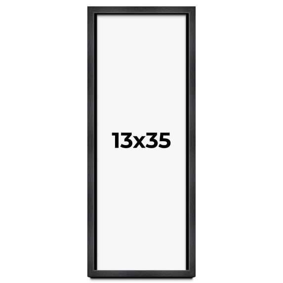 13x35 Frame Black Charcoal Grey Wood Textured Picture Frame | 0.75 Inch Moulding Width | Gunmetal
