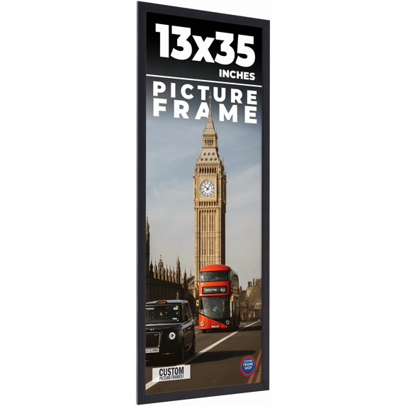 13x35 Frame Black Real Wood Picture Frame Width 0.75 inches | Interior Frame Depth 0.5 inches |