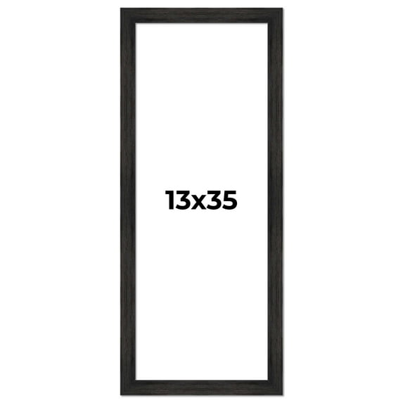 13x35 Frame Black Rustic Barnwood Solid Wood Picture Frame | 1.5 Inch Moulding Width | Includes UV