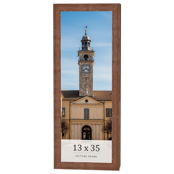 13x35 Frame Brown Farmhouse Solid Wood Picture Frame Width 1.5 Inches | Interior Frame Depth 0.5