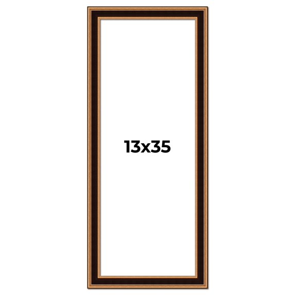 13x35 Frame Gold Brown Plein Air Vintage Solid Wood Picture Frame | 1.75 Inches Moulding Width |