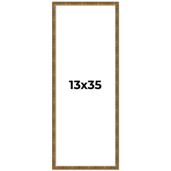 13x35 Frame Gold Kingsley Distressed Solid Wood Picture Frame Width 0.75 Inches | Interior Frame