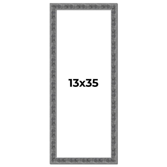13x35 Frame Silver Black Rustic Sonoma Solid Wood Picture Frame | 1.5 Inch Moulding Width |