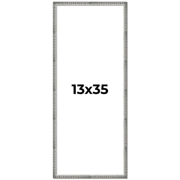 13x35 Frame Silver Picture Frame - Complete Modern Photo Frame Includes UV Acrylic Shatter Guard