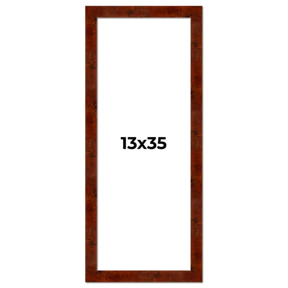 13x35 Walnut Brown Veneer Real Wood Picture Frame Width 1.75 inches | Interior Frame Depth 0.5
