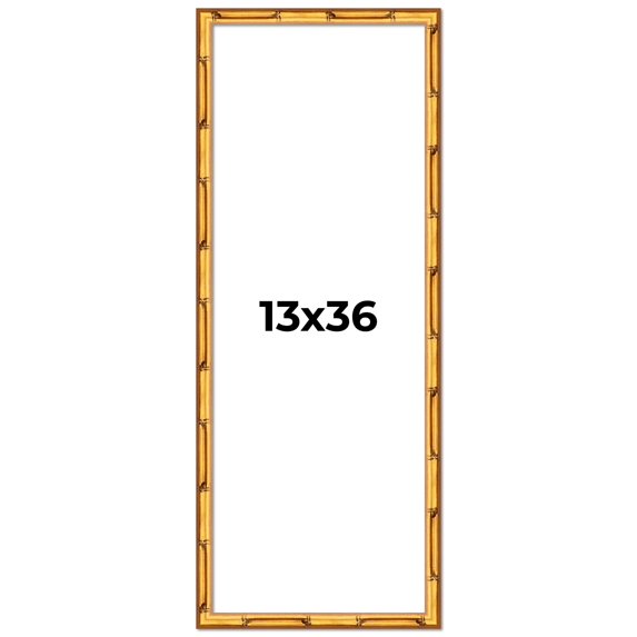 13x36 Frame Gold Bamboo Solid Wood Picture Frame | 1 Inch Moulding Width | Interior Frame Depth