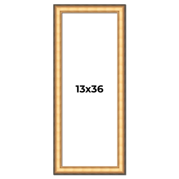 13x36 Frame Gold Plein Aire Solid Wood Picture Frame Width 2 Inches | Interior Frame Depth 0.5
