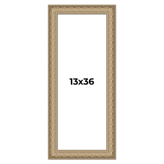 13x36 Frame Ornate Silver Beaded Solid Wood Picture Frame Width 2.5 Inches | Interior Depth 1