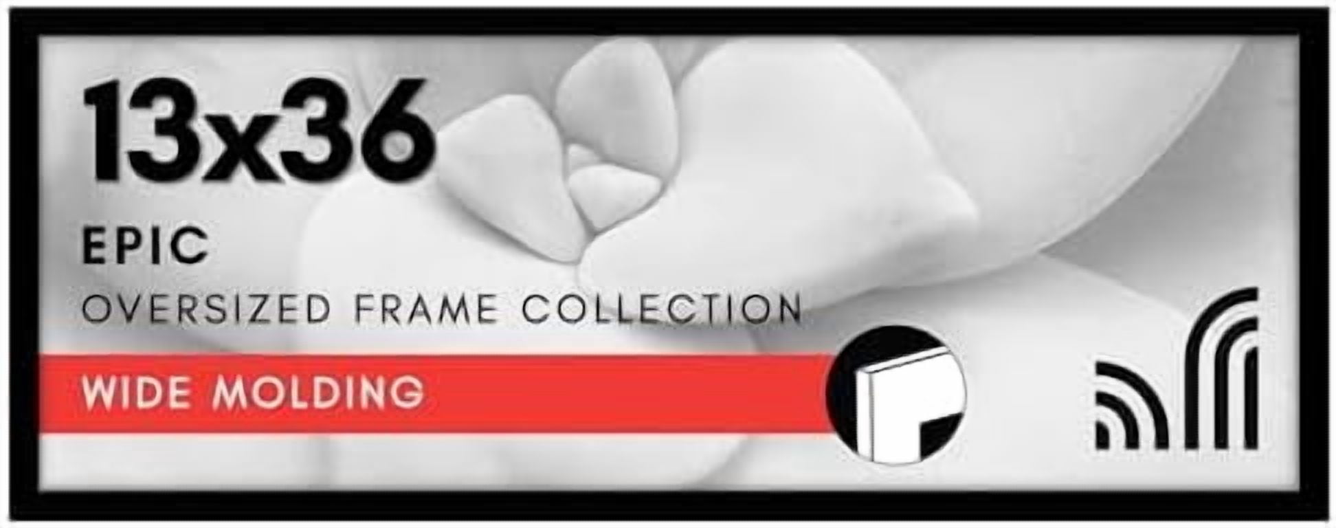 13x36 Picture Frame with Polished Plexiglass - Black Picture Frame ...