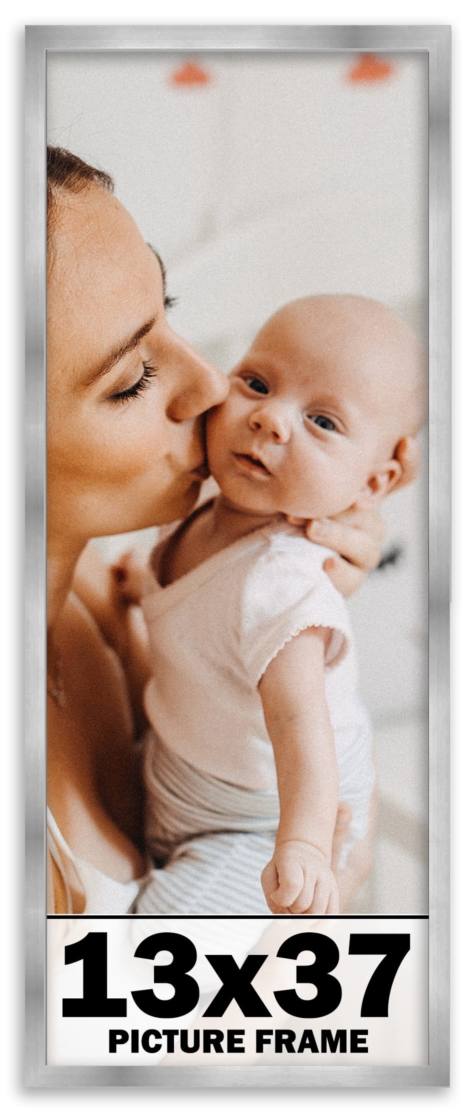 13x37 Frame Silver Stainless Steel Solid Wood Picture Frame | 0.75 Inch ...