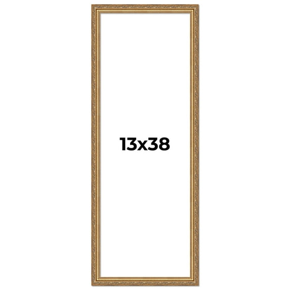 13x38 Frame Gold Solid Wood Picture Frame Width 1.25 Inches | Interior Frame Depth 0.375 Inches |