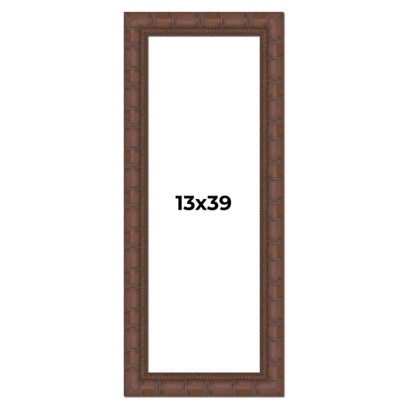 13x39 Brown Wide Bamboo Picture Frame - UV Acrylic, Foam Board Backing, Hanging Hardware