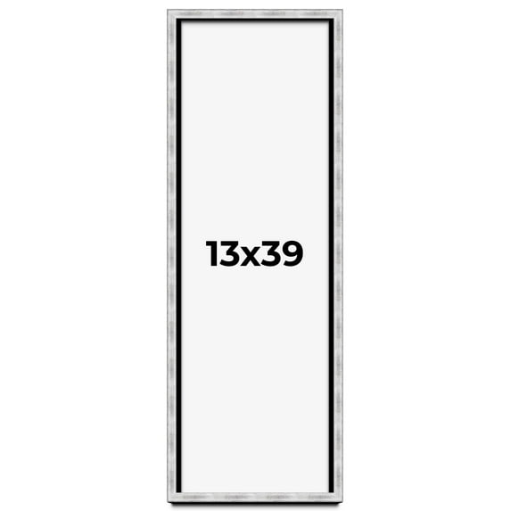 13x39 Frame Brushed Silver Solid Wood Picture Frame | 0.75 Inch Moulding Width | Rabbet Depth 0.75