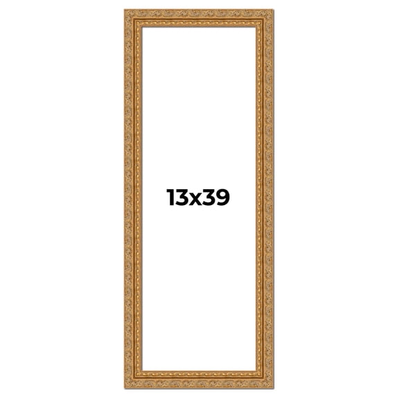 13x39 Frame Gold Ornate Solid Wood Picture Frame | 2 Inch Moulding Width | Firman Traditional Photo
