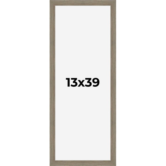 13x39 Frame Gray Barnwood Rustic Solid Wood Picture Frame | 1.5 Inch Moulding Width | Includes UV