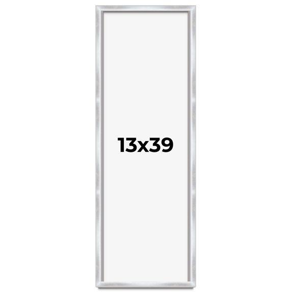 13x39 Frame Silver Whitewashed Wood Grain Solid Wood Shadow Box | 0.75 Inch Moulding Width | 0.75