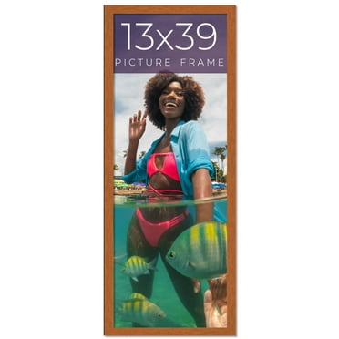 13x39 Honey Brown Real Wood Picture Frame Width 0.75 inches | Interior Frame Depth 0.5 inches |