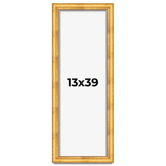 13x39 Shadow Box Frame Gold | 1.75 Inches Deep Real Wood Traditional Shadowbox Display Frame | UV