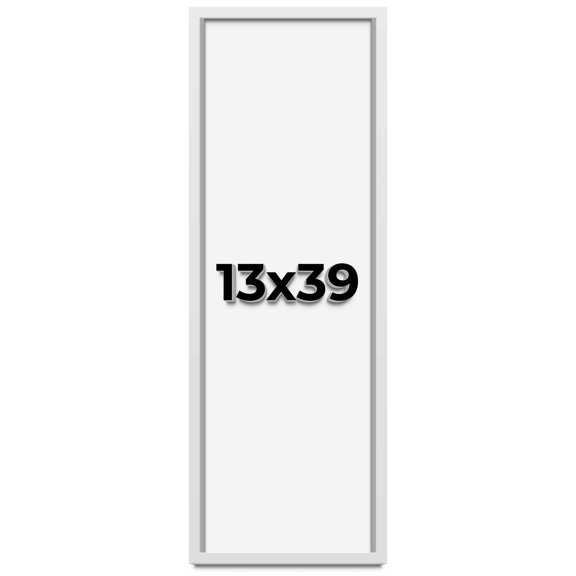 13x39 Shadow Box Frame White | 1 Inches Deep Real Wood Contemporary Shadowbox Display Frame | UV